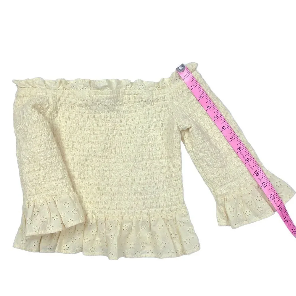 American Eagle Pale Yellow off the shoulder Ruffle Tube Top Women’s Size XS